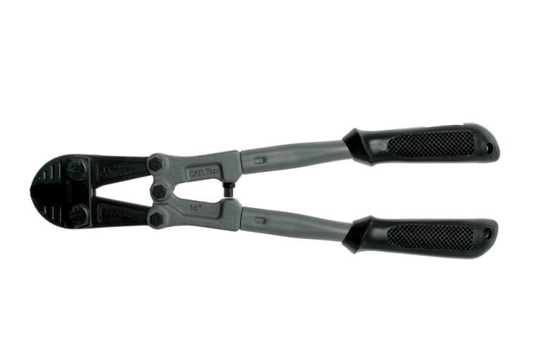 Teng Tools Bolt Cutters product photo, black and grey bolt cutters in the closed position 