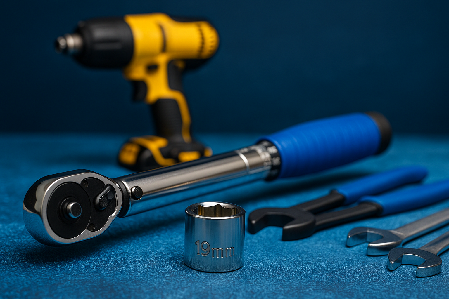 High-resolution photo of a torque wrench being used, representing professional calibration, precision measurement, and maintenance services in engineering and manufacturing environments.