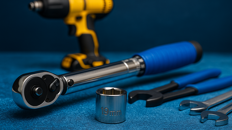 High-resolution photo of a torque wrench being used, representing professional calibration, precision measurement, and maintenance services in engineering and manufacturing environments.