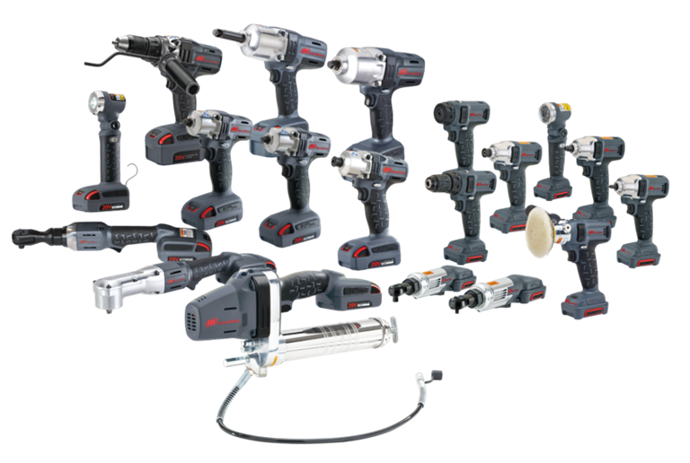 Ingersoll Rand UK Cordless Tools IQv40 & IQv20 product images with complete line up of tools.